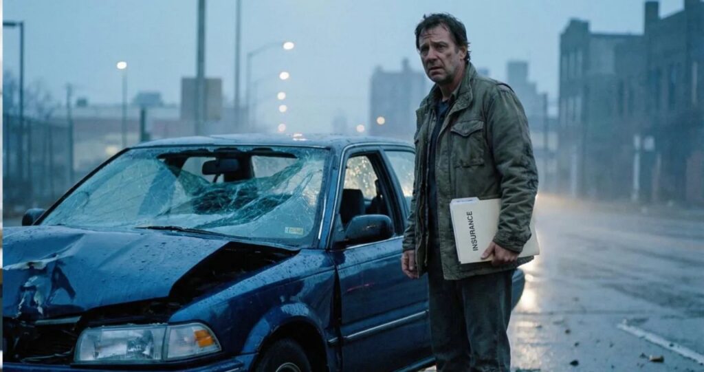 man reviewing low insurance payout after total loss car accident