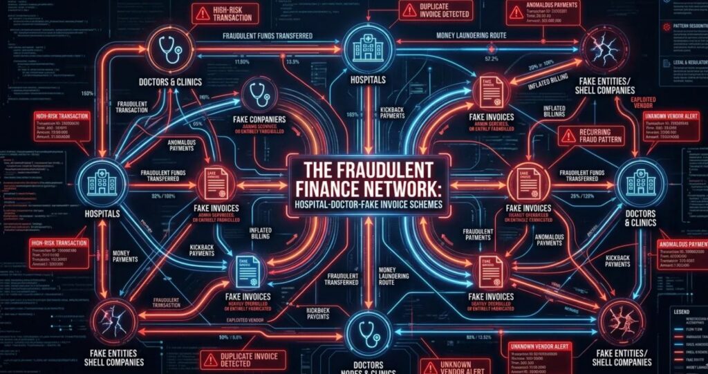 healthcare fraud showing contrast between luxury lifestyle and neglected elderly patients