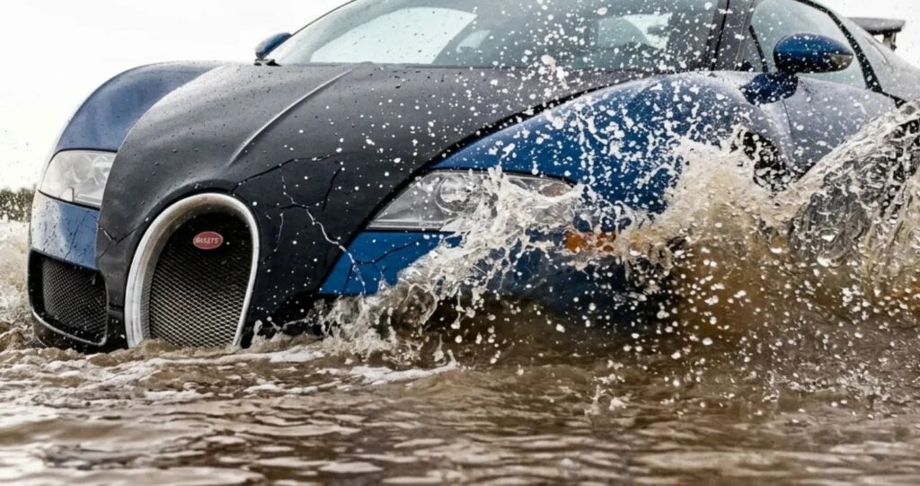 Bugatti Veyron submerged in a lake after suspected insurance fraud car claim